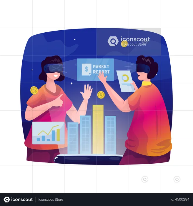 Market analysis with VR technology  Illustration