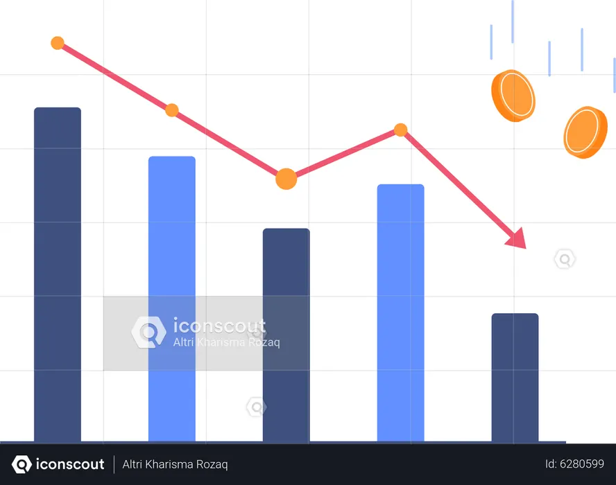 Inflation falling chart  Illustration