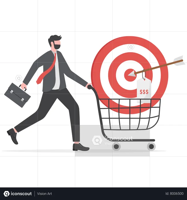 Marketing and pricing strategy to sell product  Illustration