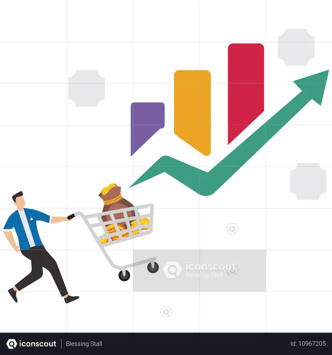 Le marketing d'affiliation ou la croissance des investissements commerciaux vus par un homme d'affaires  Illustration