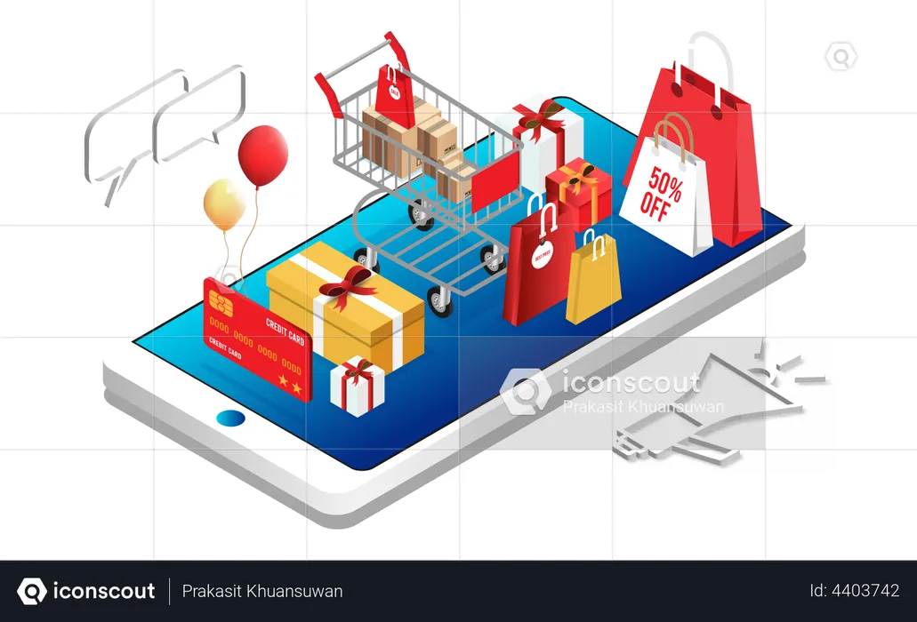 Marketing de compras en línea  Ilustración