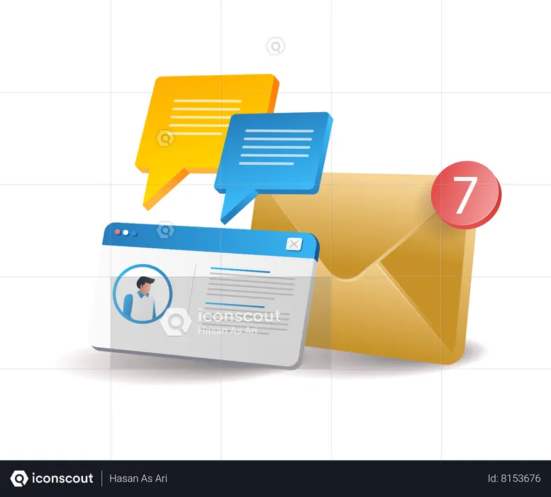 Marketing email notifications technology  Illustration