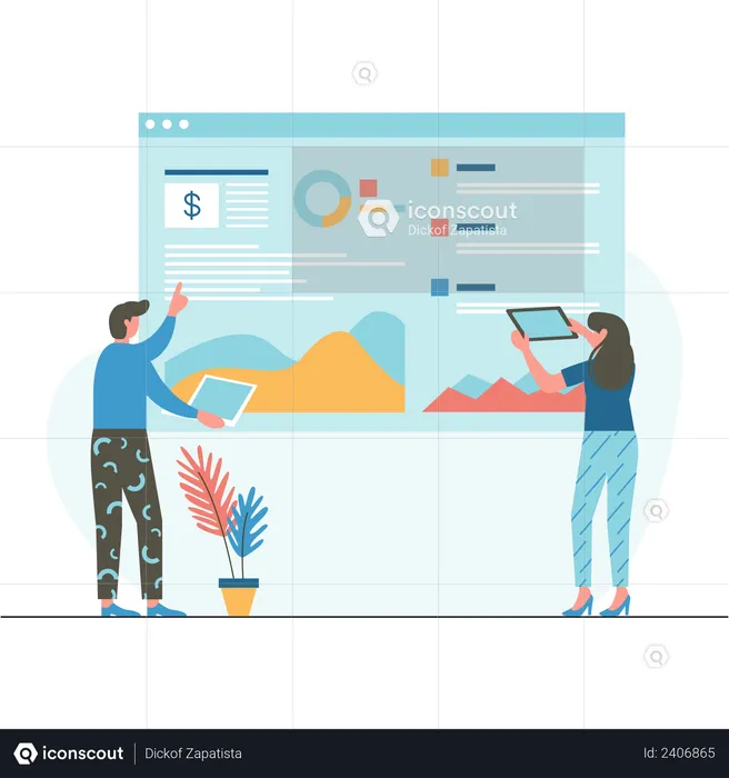 Marketing employee analyzing Market  Illustration