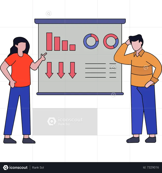 Marketing employee analyzing Market  Illustration