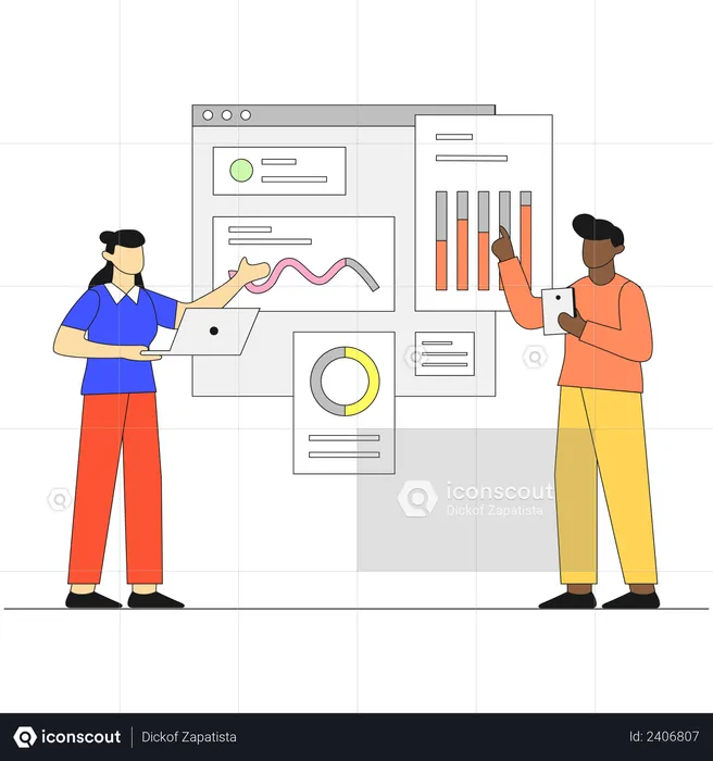 Marketing employee analyzing Market  Illustration