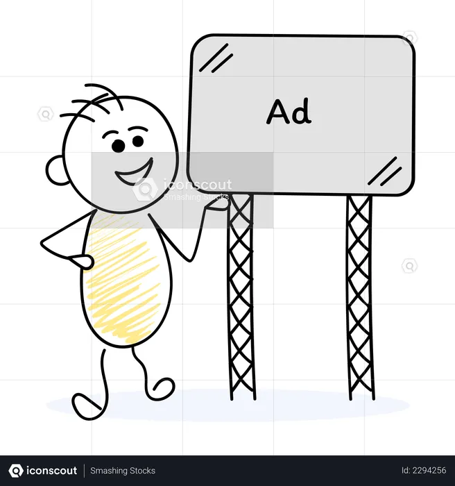 Marketing employee working on publishing advertisement  Illustration