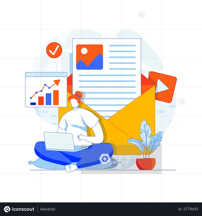 Marketing en ligne avec e-mail  Illustration