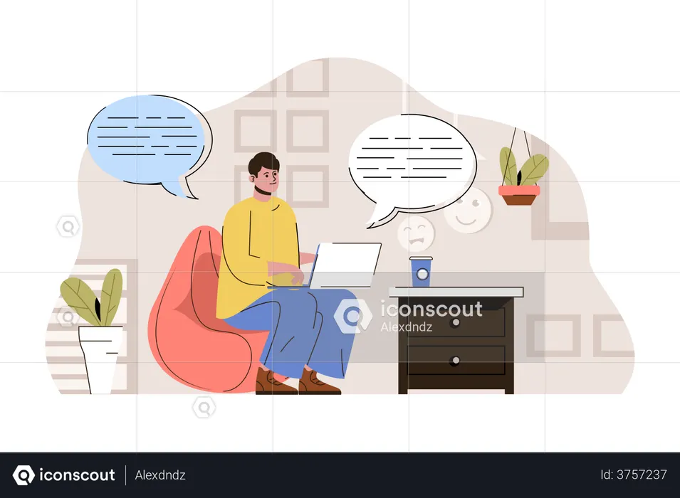 Marketing en redes sociales desde casa  Ilustración