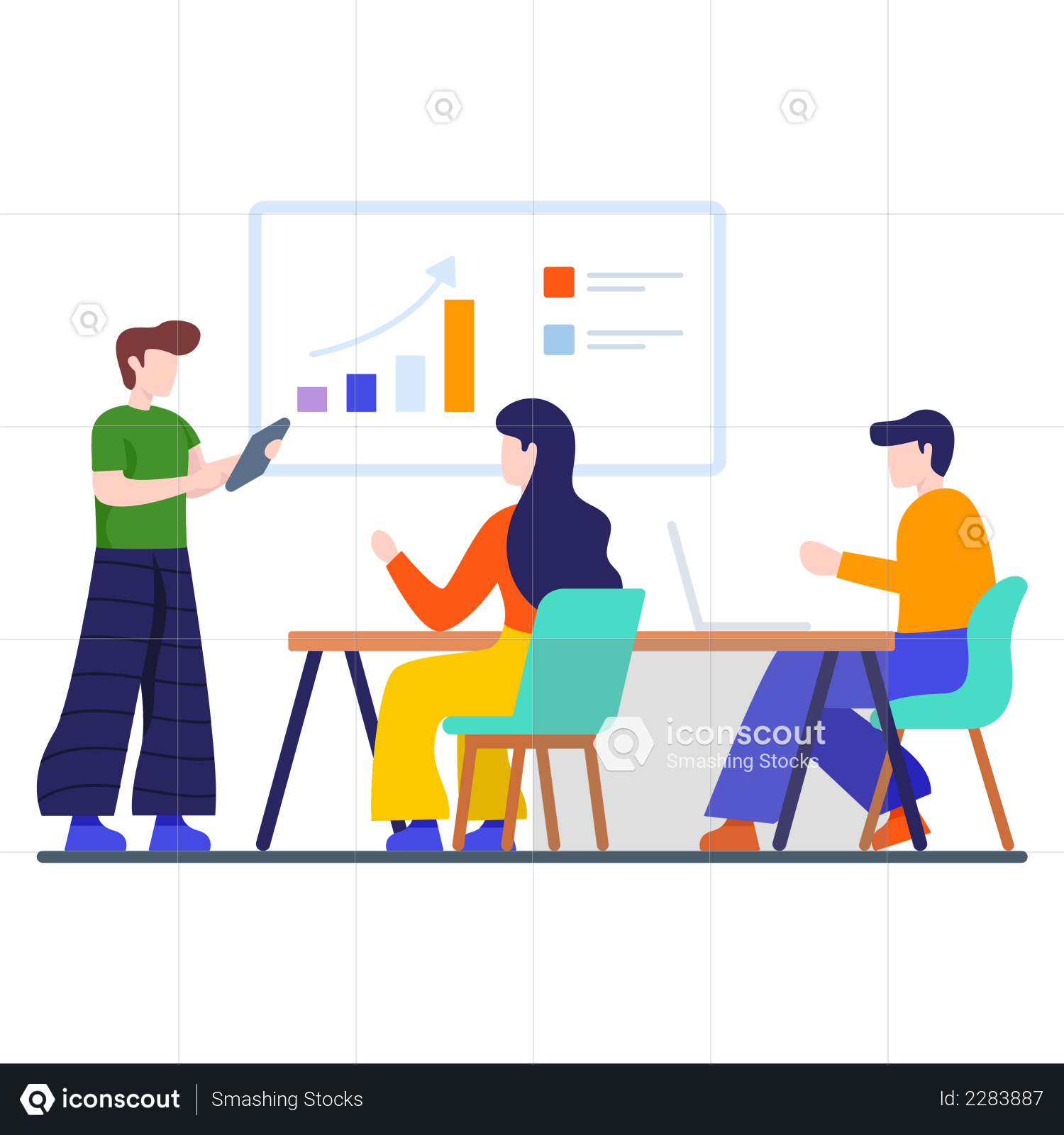 Premium Marketing manager briefing his employees Illustration download