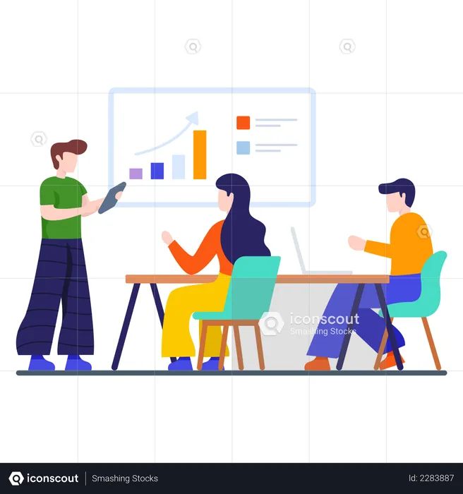 Marketing manager briefing his employees  Illustration