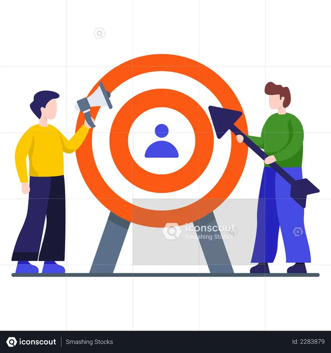 Marketing manager motivating employees to achieve target  Illustration