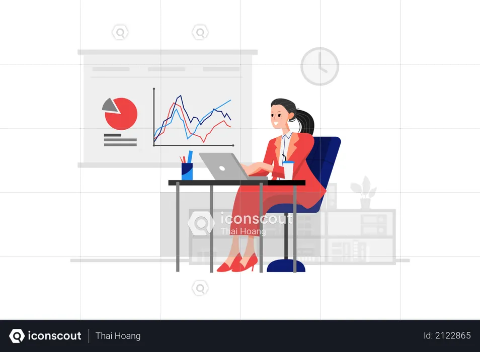 Marketing Manager working in the office  Illustration