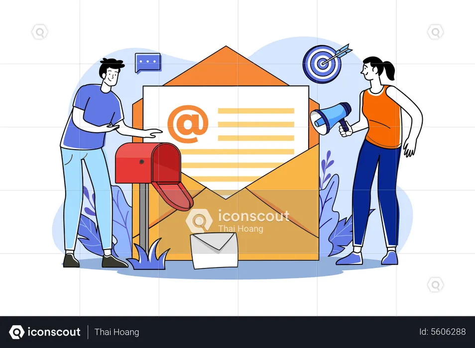 Marketing People Doing Email Marketing  Illustration