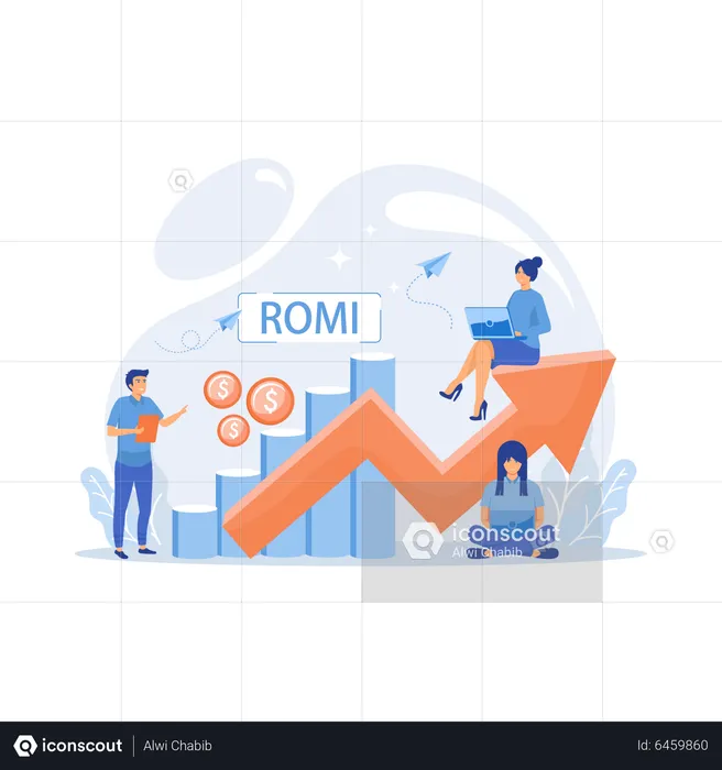 Marketing people working on romi analysis  Illustration