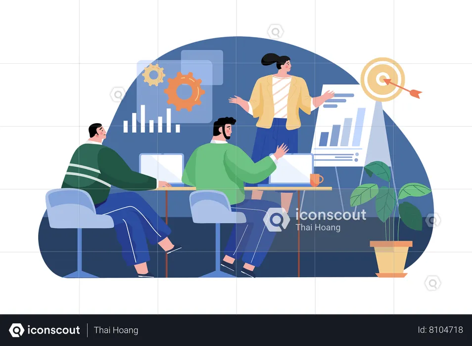 Marketing presentation by employee  Illustration