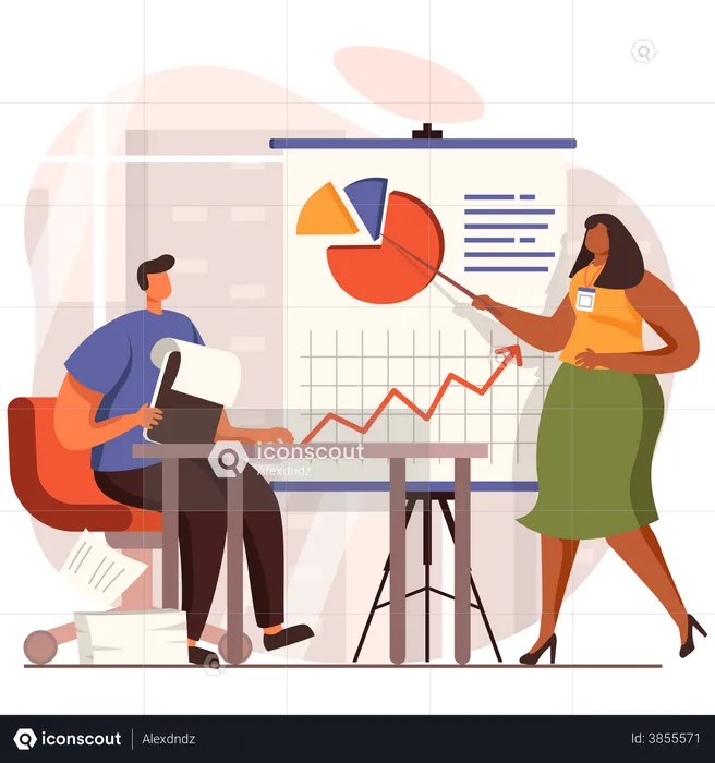 Marketing presentation by employee  Illustration