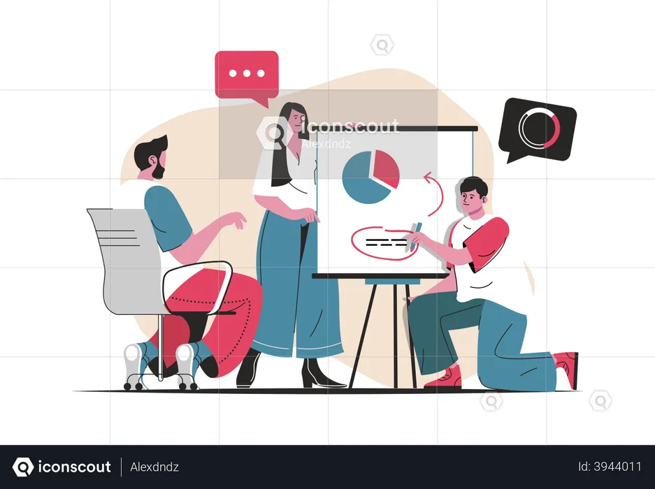 Marketing presentation by employees  Illustration