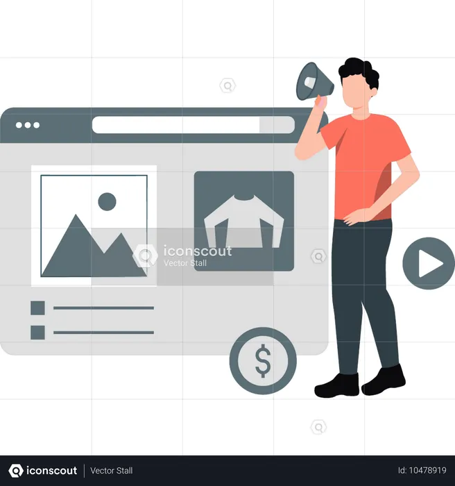 Marketing professional doing online marketing  Illustration