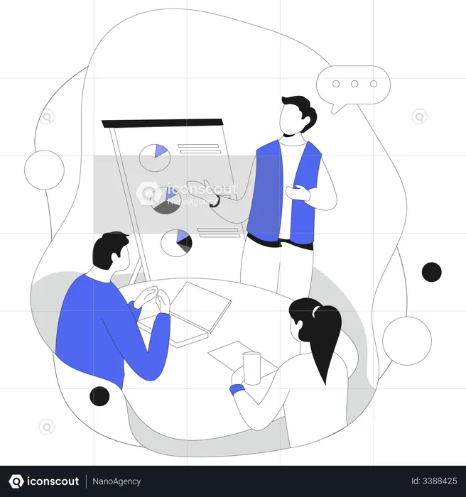 Marketing team discussion marketing strategy  Illustration