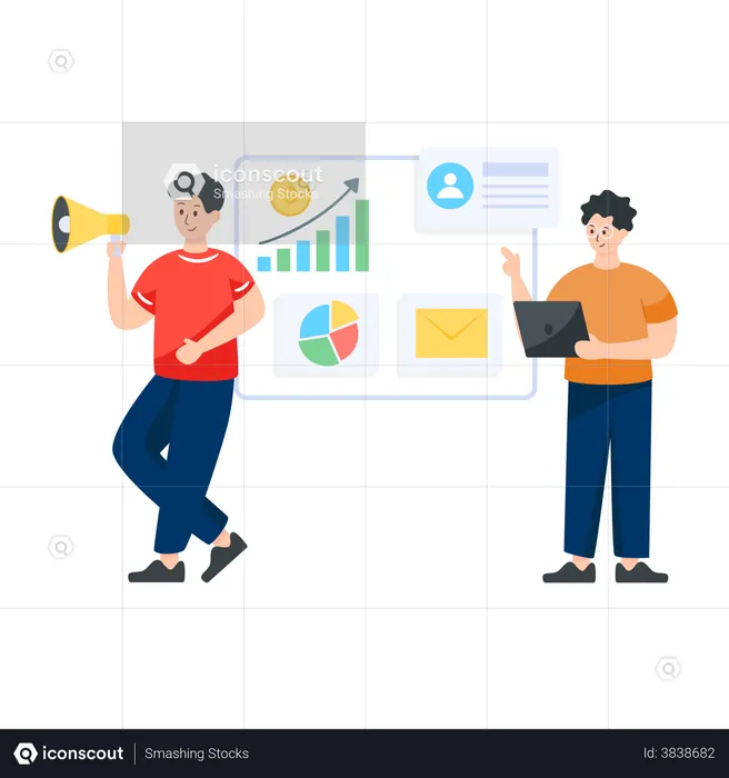 Marketing team doing digital growth analysis  Illustration