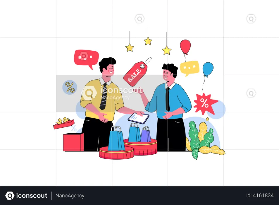 Marketing team doing sale marketing  Illustration