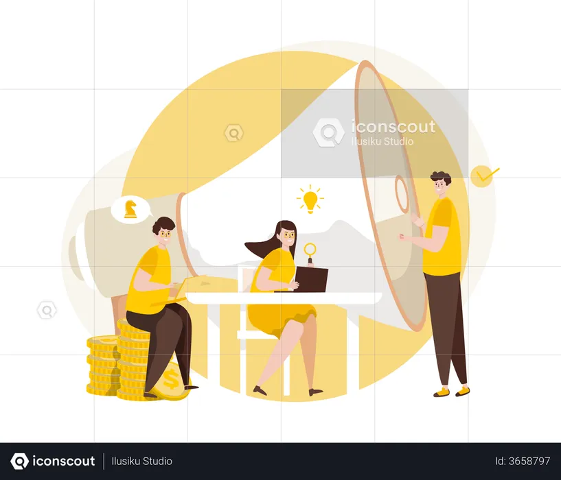 Marketing team making marketing strategy  Illustration