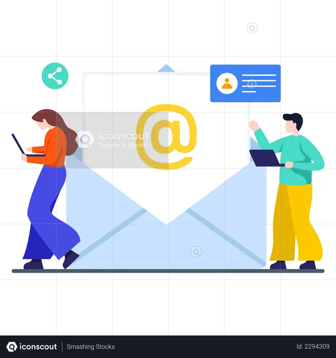 Marketing team sending mails  Illustration