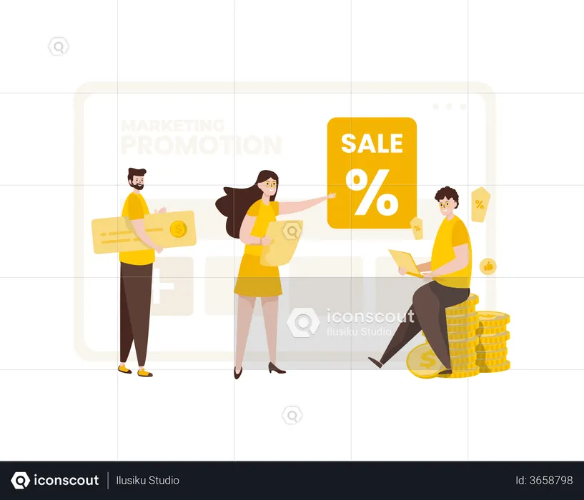 Marketing team with promotion strategy  Illustration