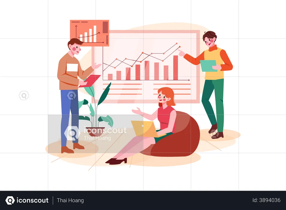 Marketing Team Working On Market Analysis  Illustration