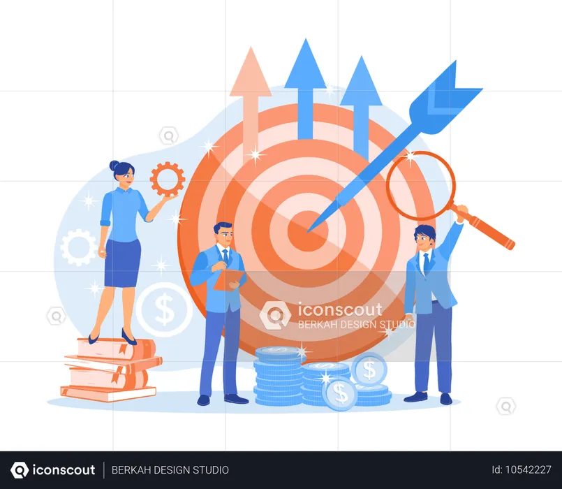 Marketingmanager und -teams entwickeln Marketingstrategien  Illustration