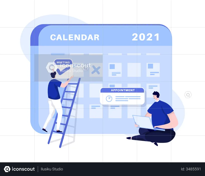 Marking appointment on business calendar  Illustration