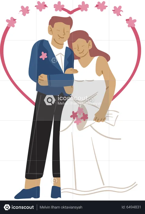 Married couple giving standing pose  Illustration