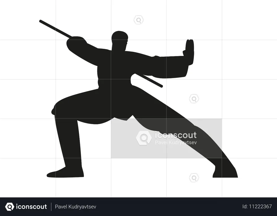 Martial artist showing pose  Illustration