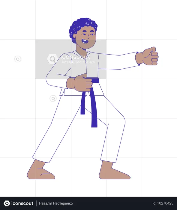 Martial arts kimono black boy training  Illustration