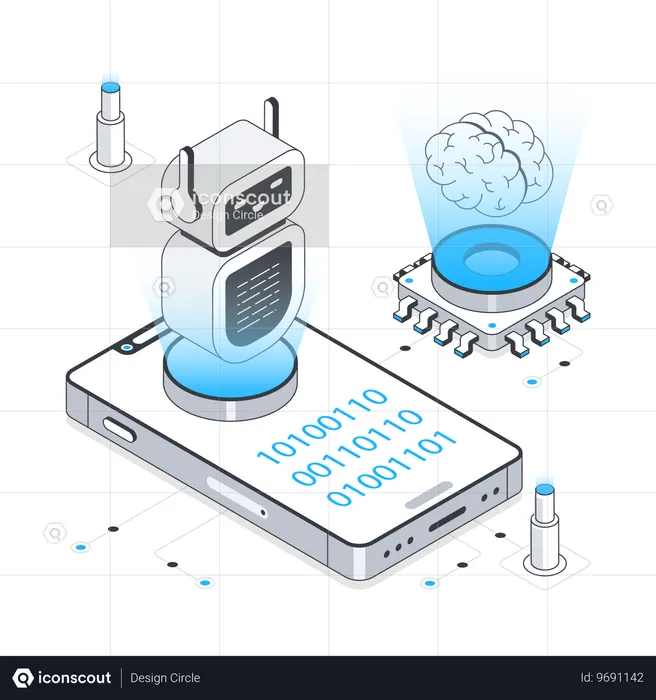 Maschinelles Lernen und Roboterentwicklung  Illustration