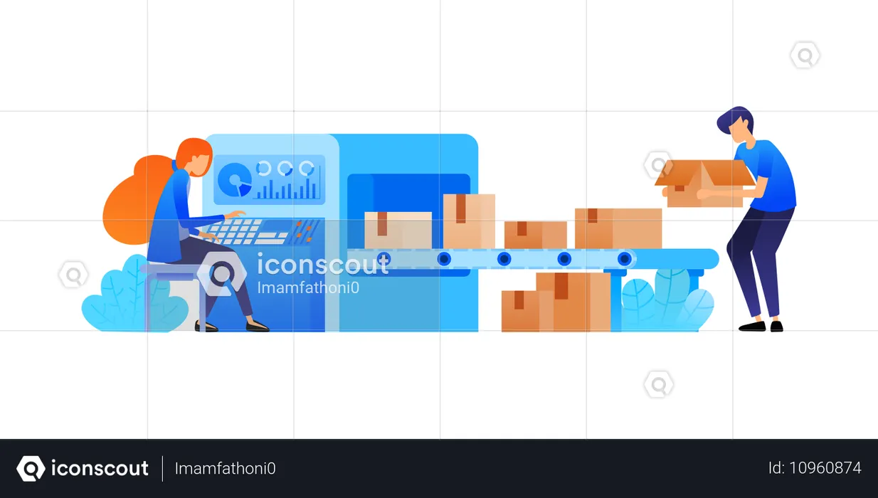 Maschinenindustrie 4.0 und Fabrikproduktion  Illustration