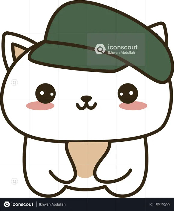 Mascota animal de gato lindo y alegre que lleva sombrero  Ilustración