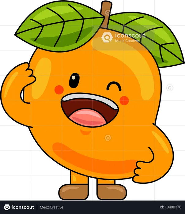 Mascota de mango guiñando el ojo  Ilustración