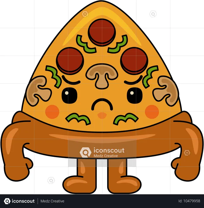 Mascote da pizza brava  Ilustração