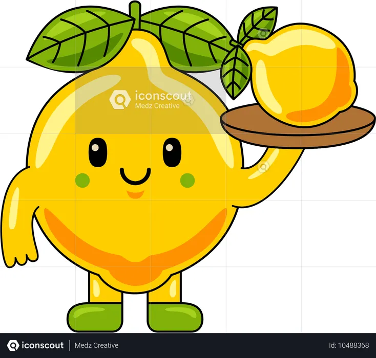 Mascote de limão segurando limão  Ilustração