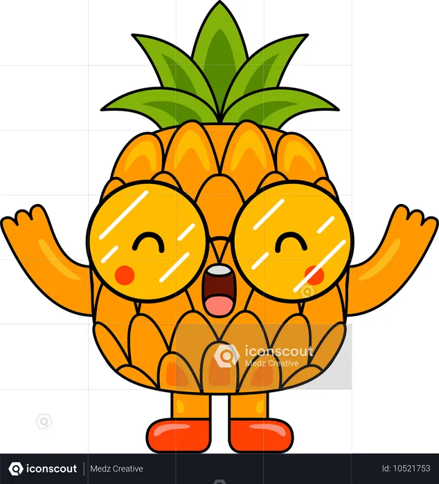 Mascotte d'ananas heureux  Illustration