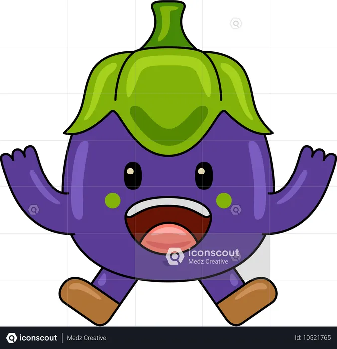 Mascotte d'aubergine sautant dans les airs  Illustration