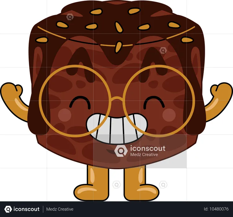 Personnage mascotte de brownie heureux  Illustration