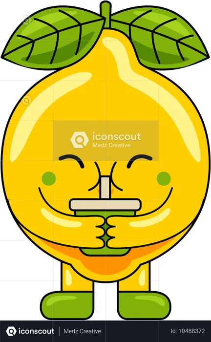 Mascotte de citron buvant du jus  Illustration