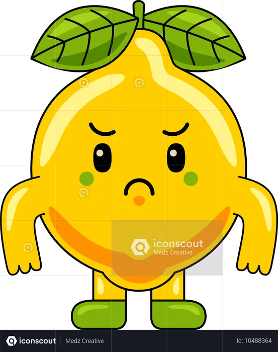 Mascotte de citron en colère  Illustration