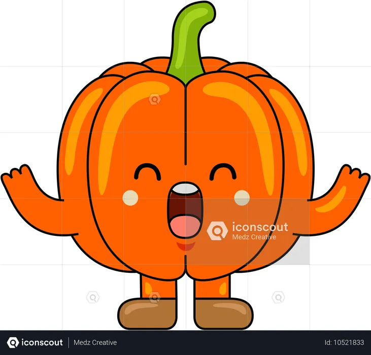 Mascotte de citrouille heureuse  Illustration