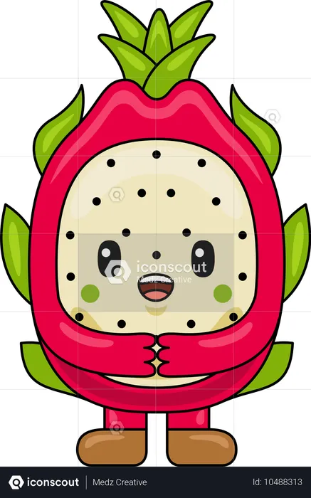 Mascotte de fruit du dragon debout  Illustration