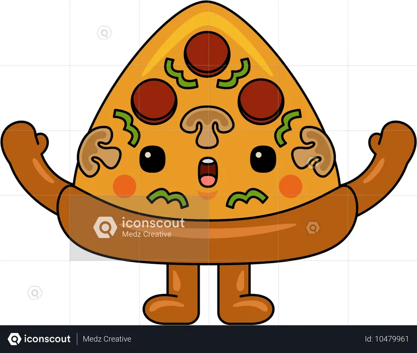 Mascotte de pizza heureuse  Illustration