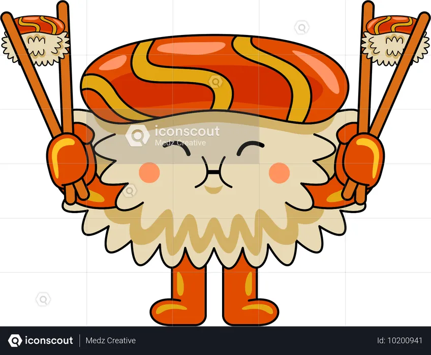 Mascotte de sushi servant  Illustration