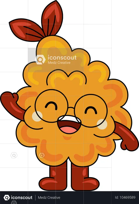 Mascotte mignonne de tempura levant la main  Illustration